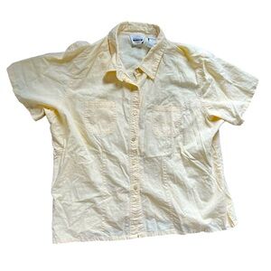 TR Bentley Plus Linen Blend Short Sleeve Button Front Shirt Yellow Women's sz 24